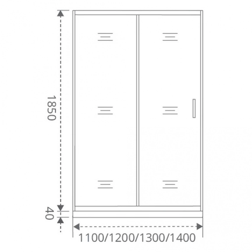 Душевая дверь в нишу Bas Latte WTW-110-C-WE 110x185, раздвижная, белая - схема
