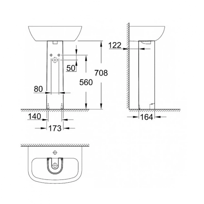 Раковина Grohe Bau Ceramic 55 см 39440000 схема 2