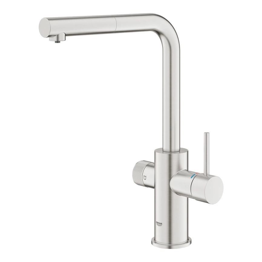 Смеситель для кухни Grohe Minta Blue Pure 30590DC0, суперсталь с вытяжным изливом - фото 1