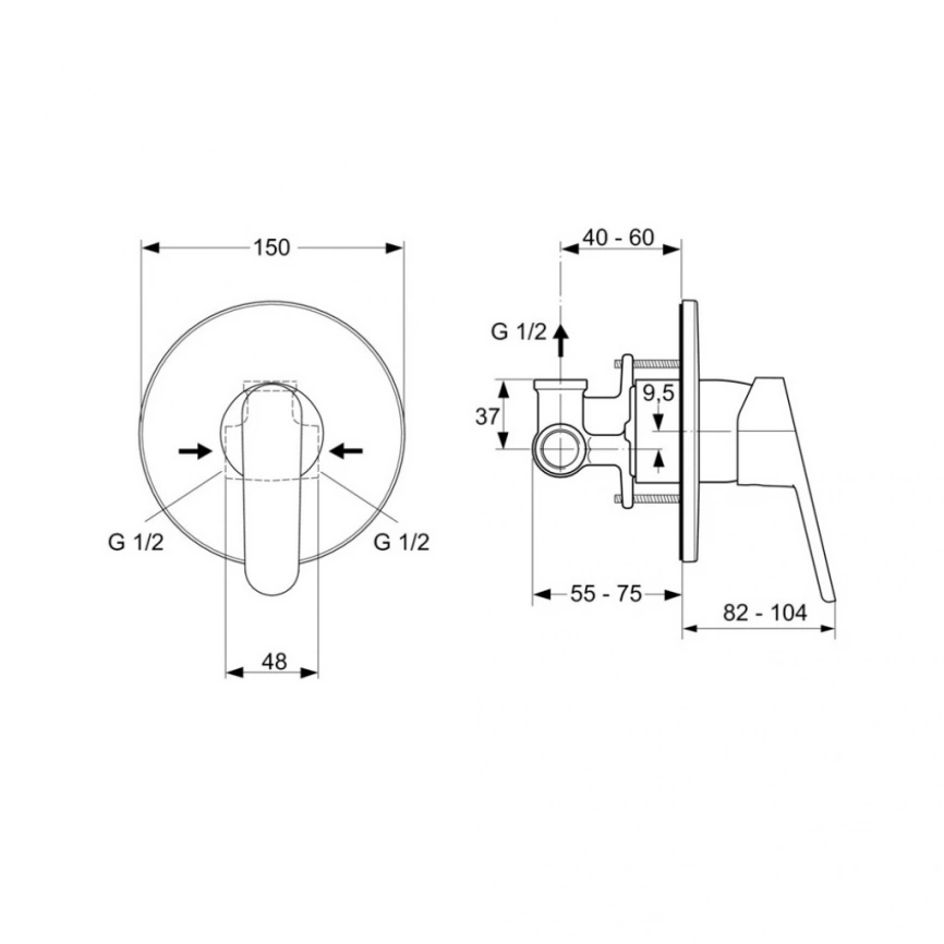 Смеситель с гигиеническим душем Ideal Standard IdealSpray B0040AA, хром - схема 1