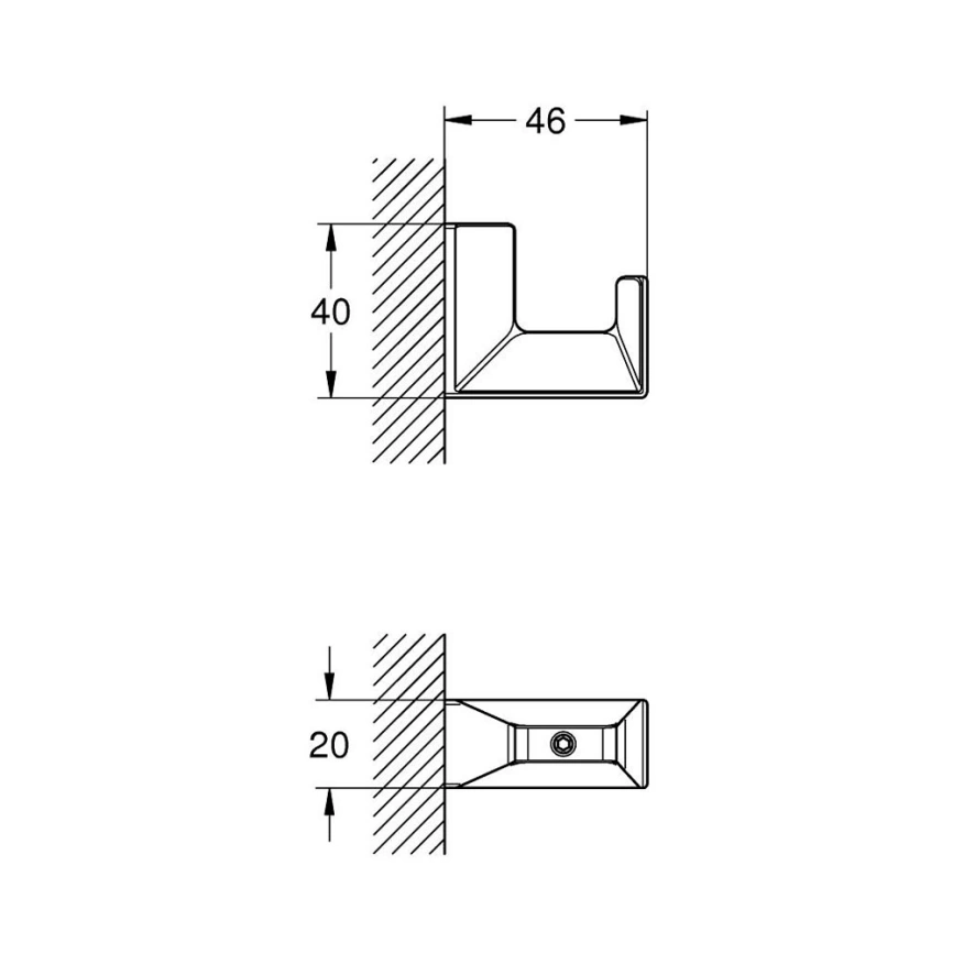Крючок для ванной одинарный Grohe Selection Cube 40782000, хром - схема