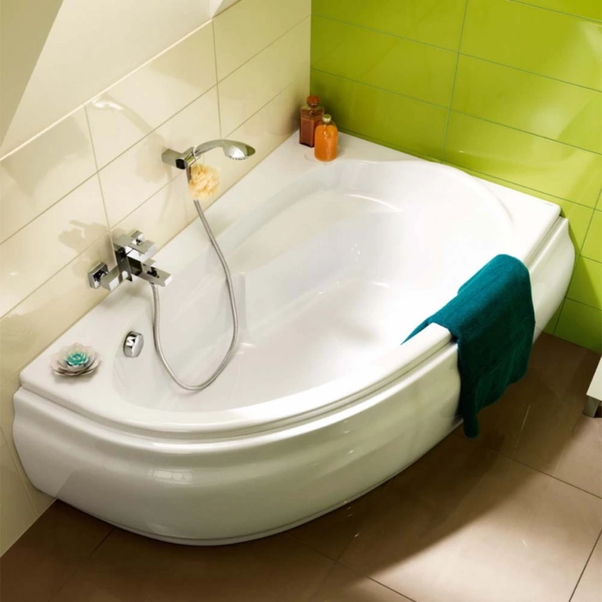 Ванна акриловая асимметричная Cersanit Joanna 150x95 с каркасом и панелью, левая - фото 5
