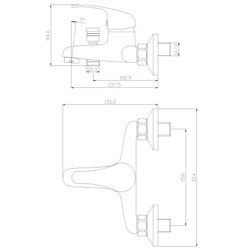 Смеситель для ванны Rossinka Y35-31 - схема