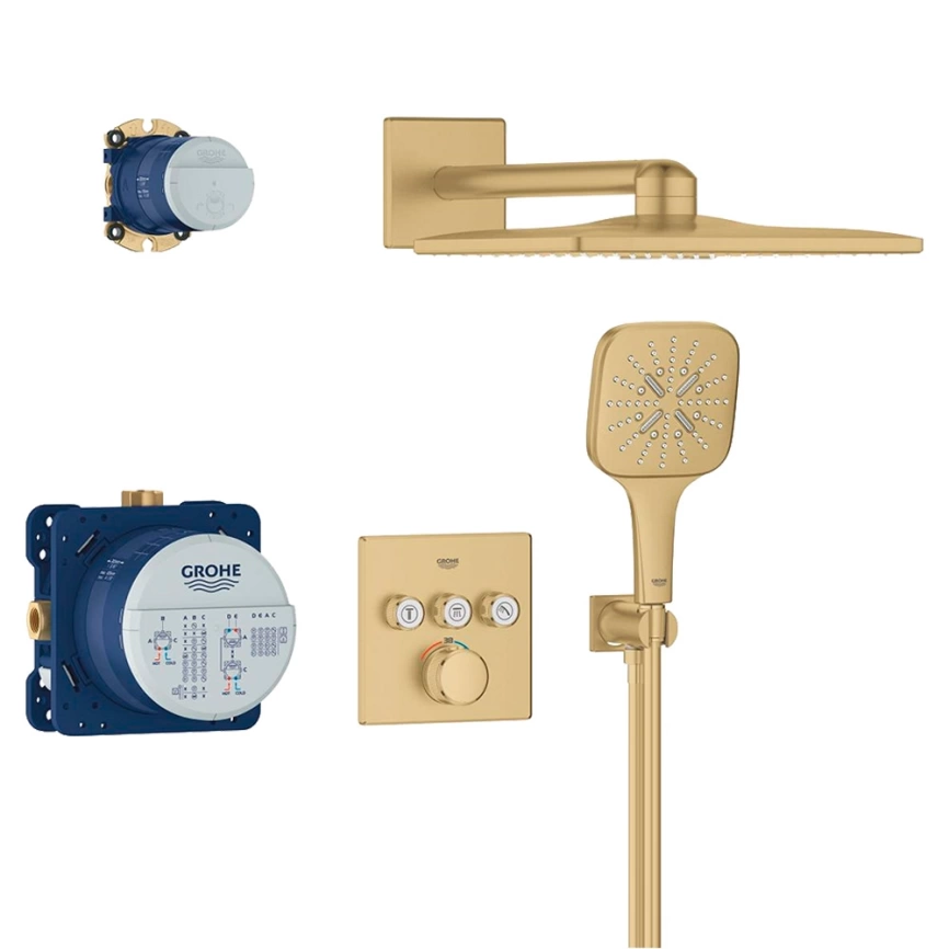 Душевой комплект Grohe Grohtherm SmartControl 34864GN0 золото с термостатом - фото 2