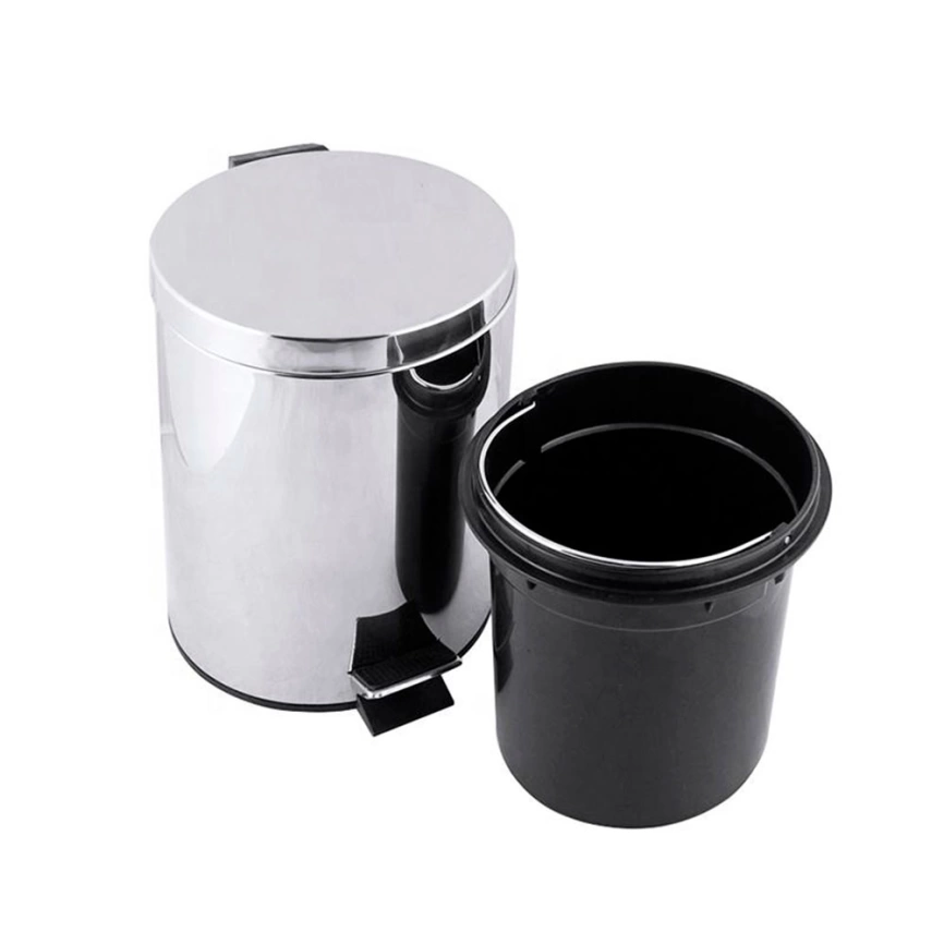 Мусорное ведро H103 с крышкой на 8 литров, хром - фото 1