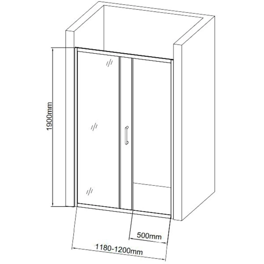 Душевая дверь Aquanet SD-1200A 120x190, прозрачное стекло - схема