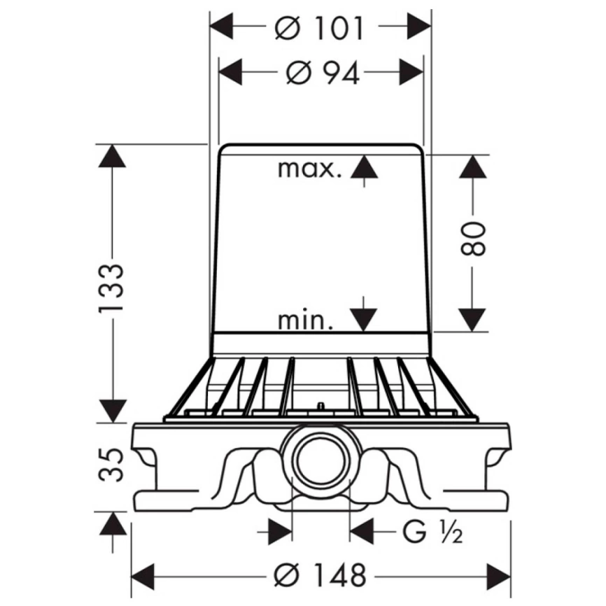 Скрытая часть напольного смесителя Axor Starck 10452180 - схема