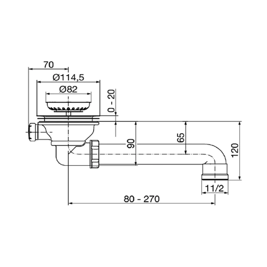 Донный клапан для кухонной мойки Viega 578886 с отводом - схема