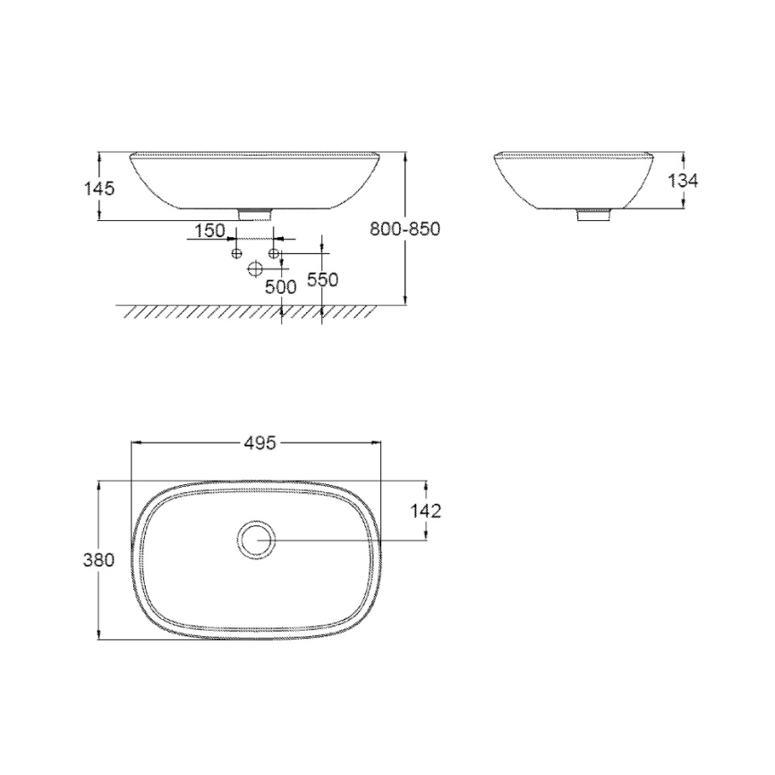 Раковина Grohe Eurostyle 50 см 39216000 накладная - схема