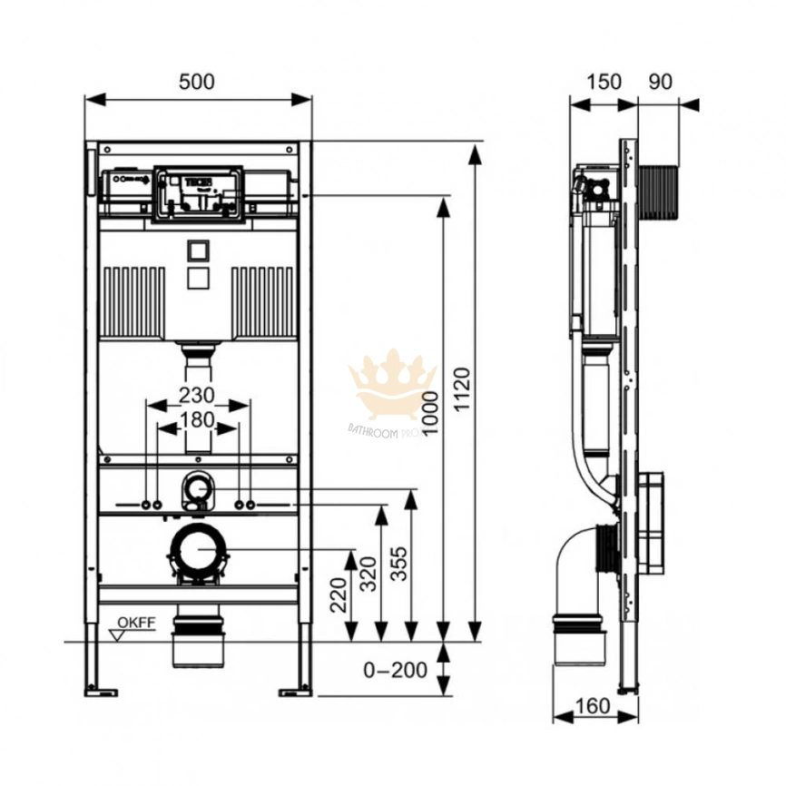 Инсталляция для унитаза TECE 9300302 - схема