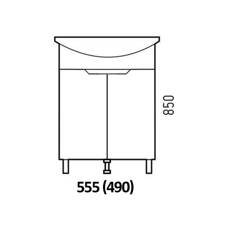 Тумба с раковиной напольная Cetus Грейп 55 белая - схема