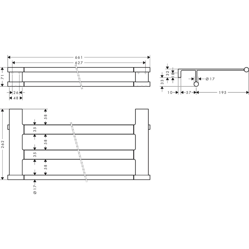 Полка для ванной Hansgrohe AddStoris S 41781000 с полотенцедержателем хром - схема