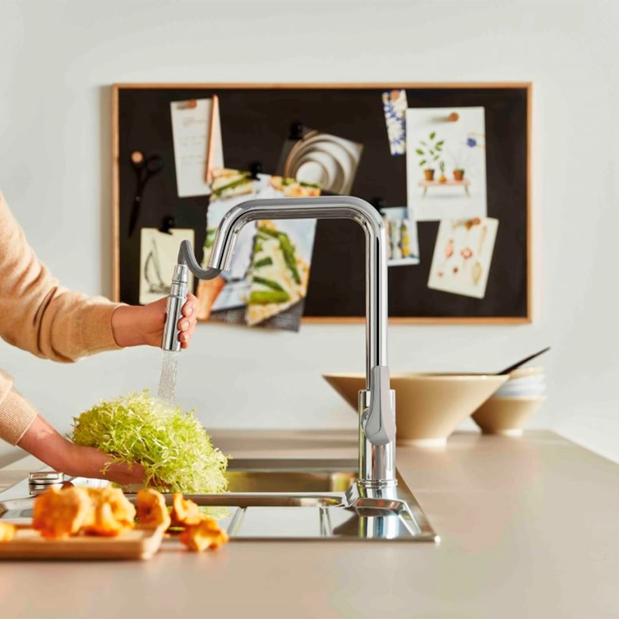 Смеситель для кухни Grohe Eurosmart 30619000 c выдвижным изливом - фото 5