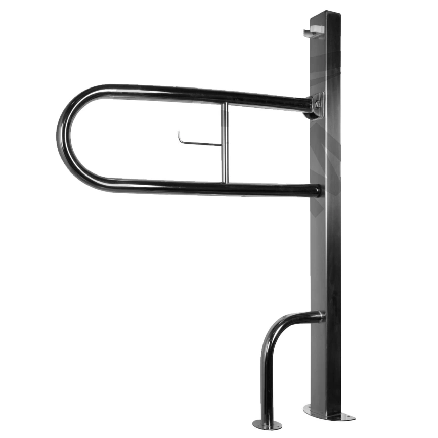 Поручень напольный для МГН Олимп 700x800 откидной на стойке с магнитным фиксатором - фото 1