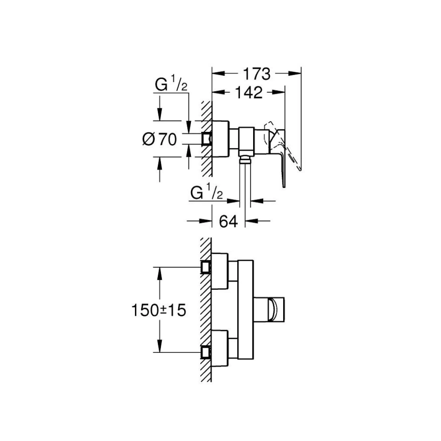 Смеситель для душа Grohe Lineare 33865001 хром - схема