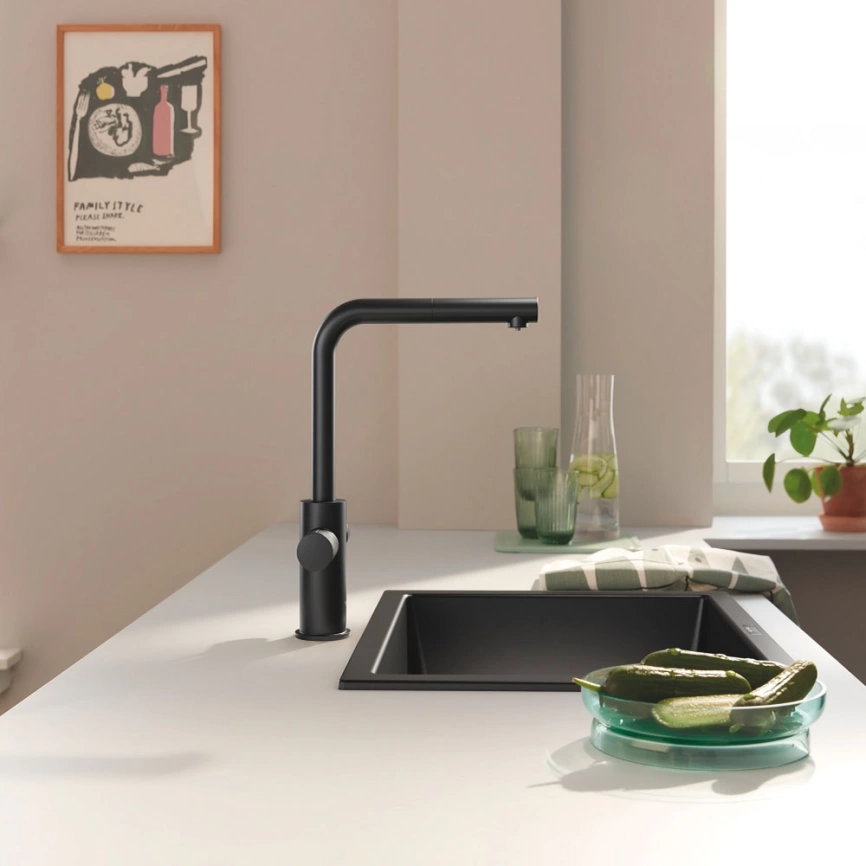 Смеситель для кухни Grohe Minta Blue Pure 30590KF0, черный с вытяжным изливом - фото 4