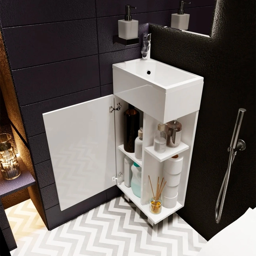 Тумба с раковиной напольная 1Marka Laura 40Н L, белая - фото 3