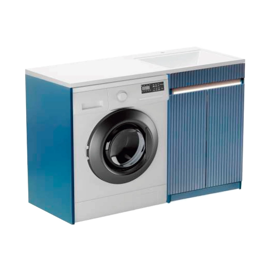 Тумба с раковиной напольная Волна 120Н правая, синяя