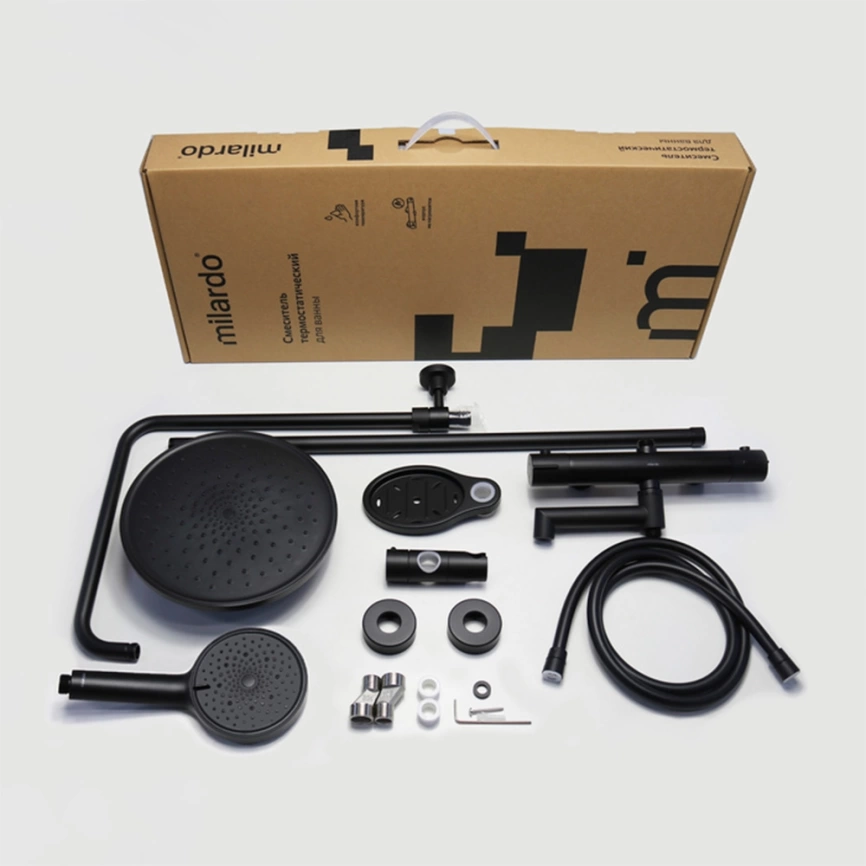 Душевая стойка Milardo Ideal Spa ILSBLTHM06 с термостатом, черный - фото 5