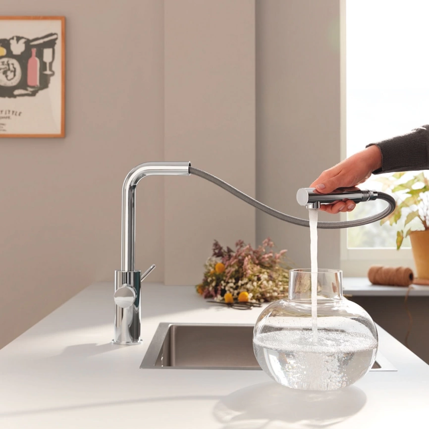 Смеситель для кухни Grohe Minta Blue Pure 30590000, хром с вытяжным изливом - фото 2