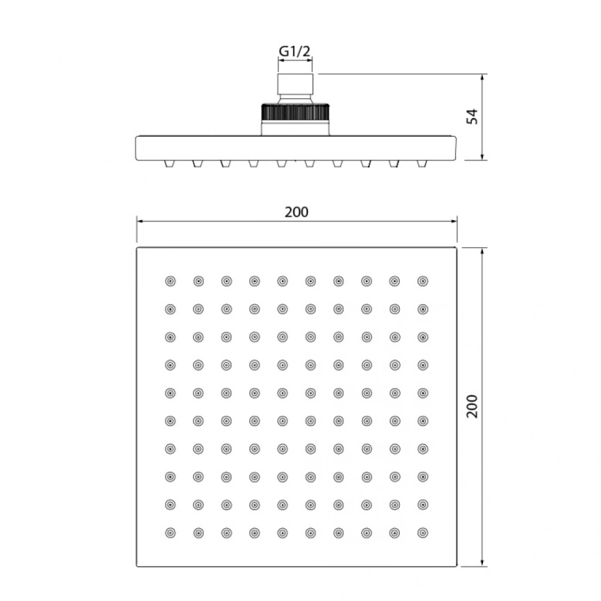 Лейка верхняя для душа квадратная потолочная Iddis 00220SPi64 схема
