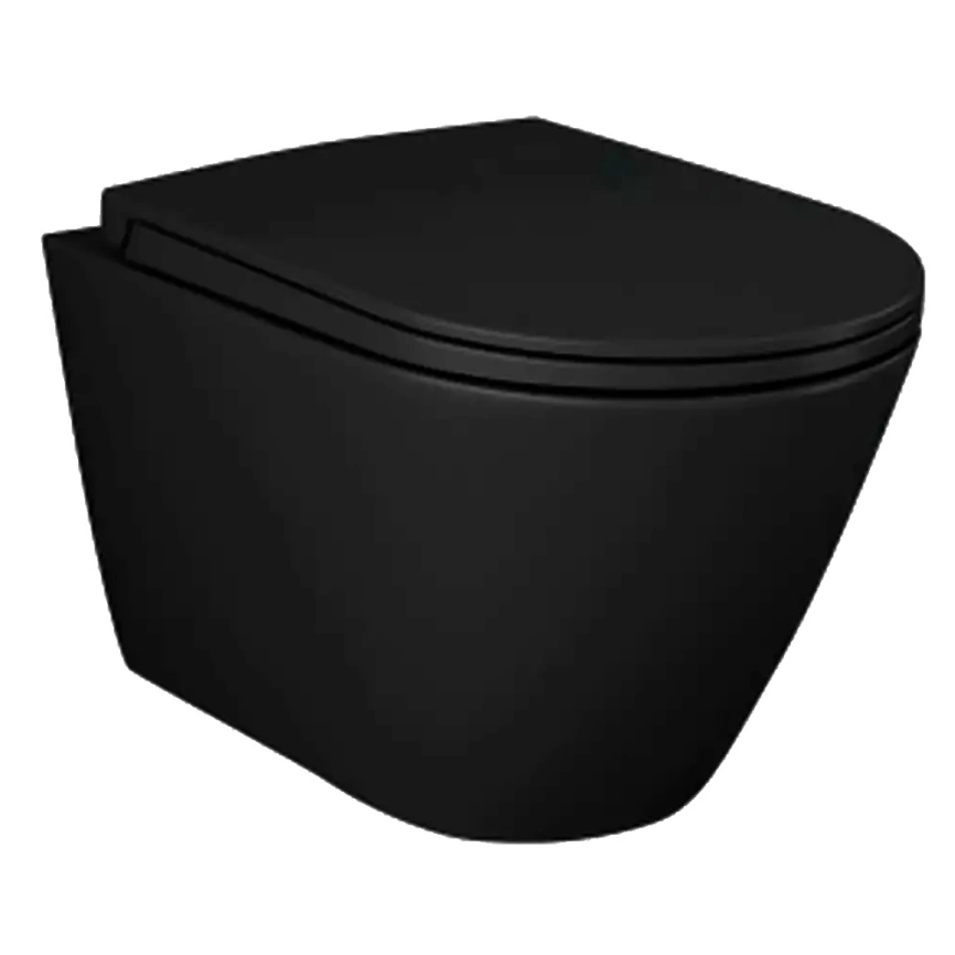 Унитаз подвесной безободковый Rak Ceramics Feeling RST23504A с сиденьем, черный матовый