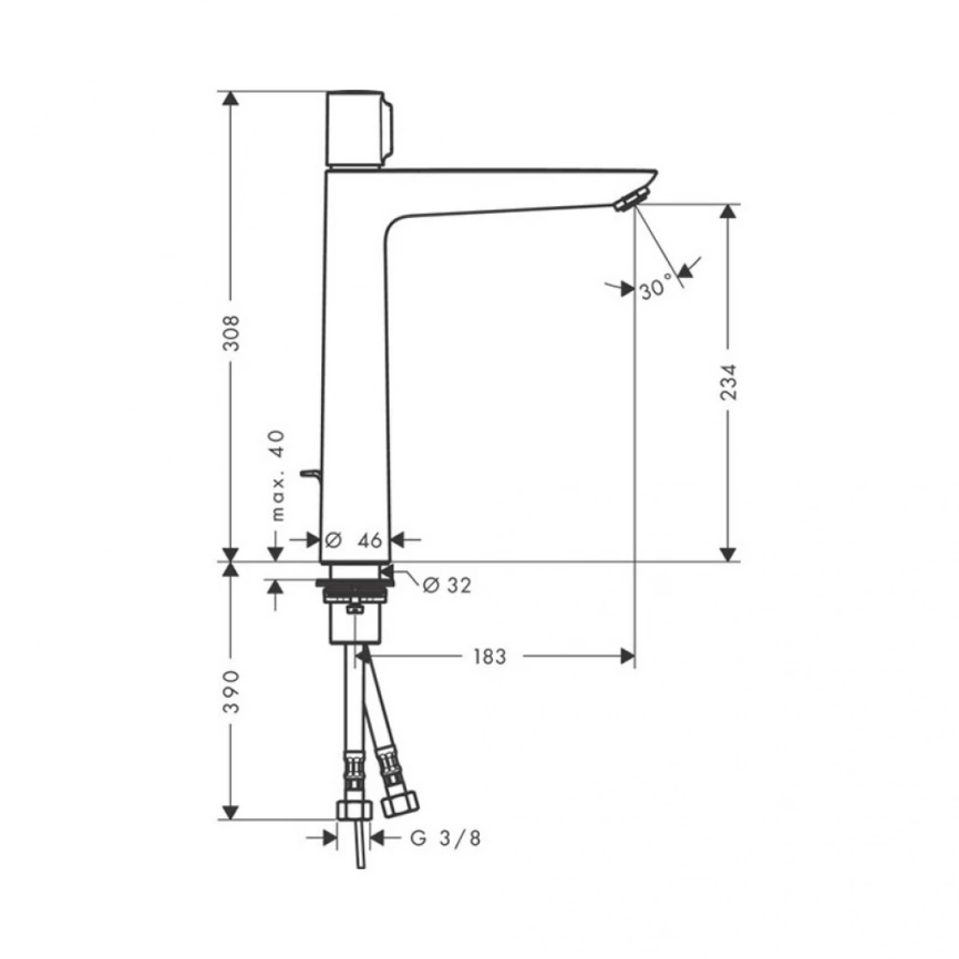 Смеситель для раковины Hansgrohe Talis Select E 71752000 хром - схема