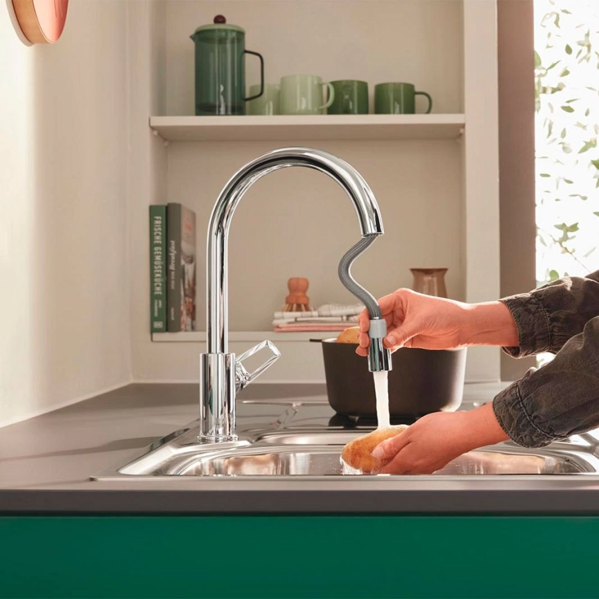 Смеситель для кухни Grohe BauLoop 30543000 с вытяжным изливом, хром - фото 6