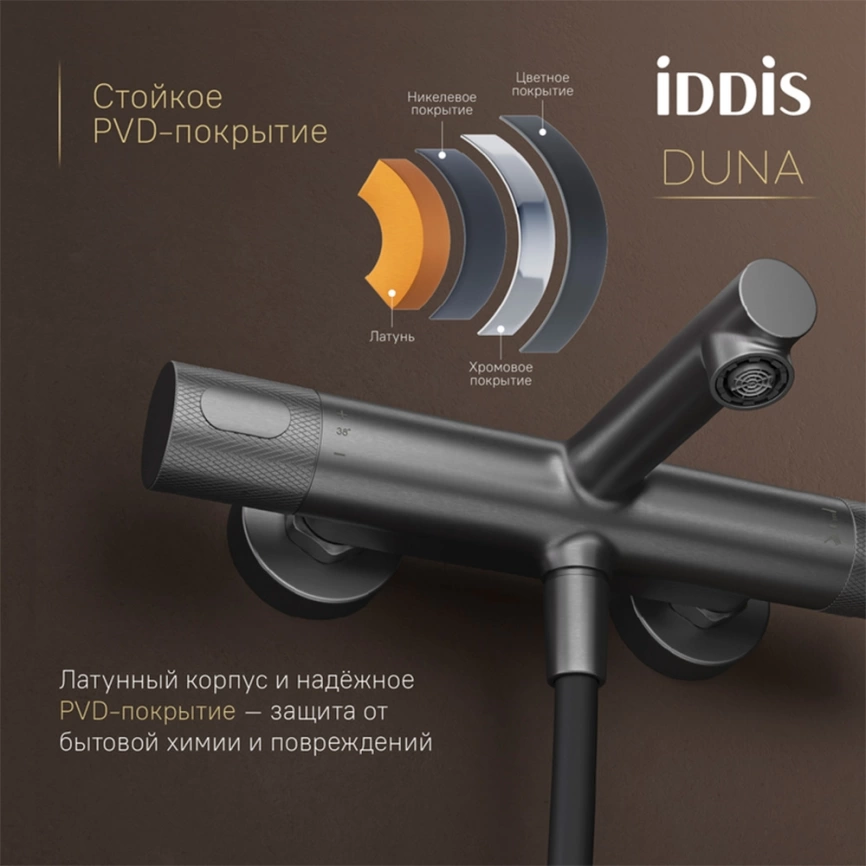 Смеситель для ванны Iddis Duna DUNGM02i74WA с термостатом графит - фото 8