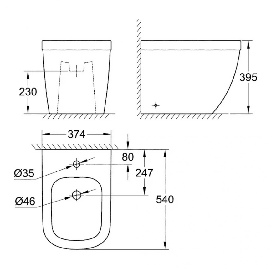 Биде напольное Grohe Euro Ceramic 39340000 схема
