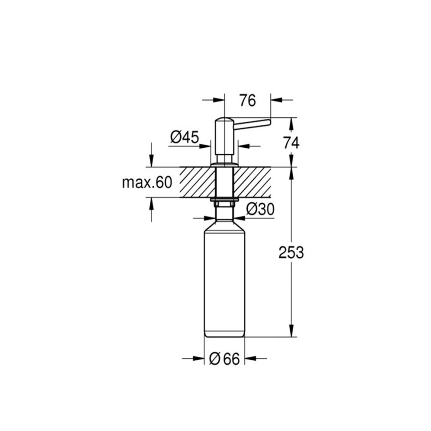 Дозатор жидкого мыла Grohe Contemporary 40536DC0 встраиваемый в столешницу сталь - схема