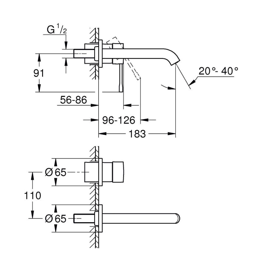 Смеситель для раковины Grohe Essence 19408GN1, золотой - схема