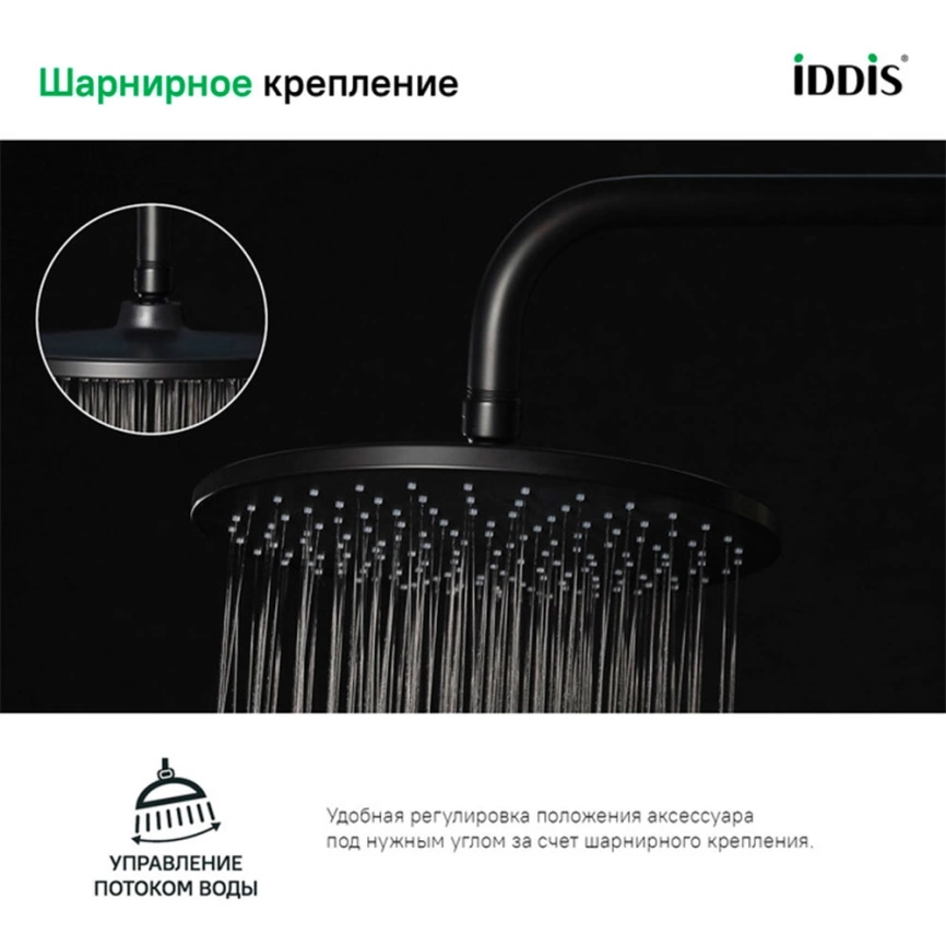 Лейка для верхнего душа Iddis Optima Home OPH22BRi64, чёрная - фото 5
