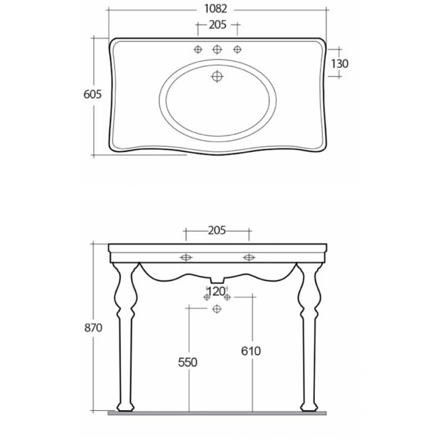 Умывальник с ножками RAK Washington DC0101AWHA - схема