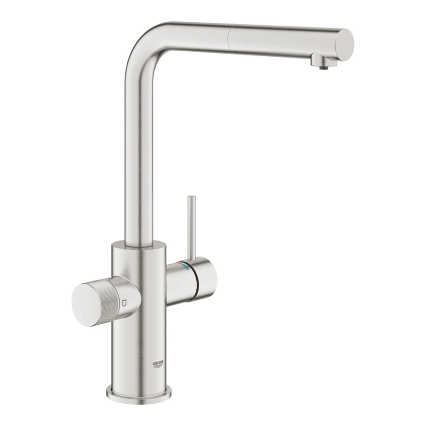 Смеситель для кухни Grohe Minta Blue Pure 30590DC0, суперсталь с вытяжным изливом