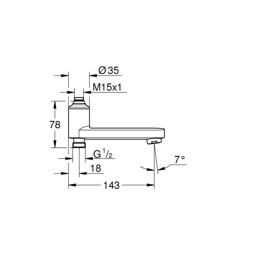 Излив поворотный Grohe 1022132430 со встроенным переключателем, черный - схема