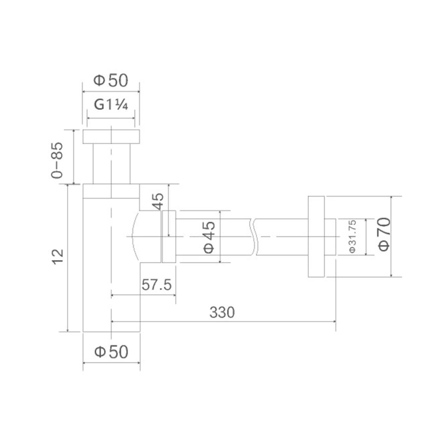 Сифон для раковины Baoleelai BLL-3011 металлический хром - схема