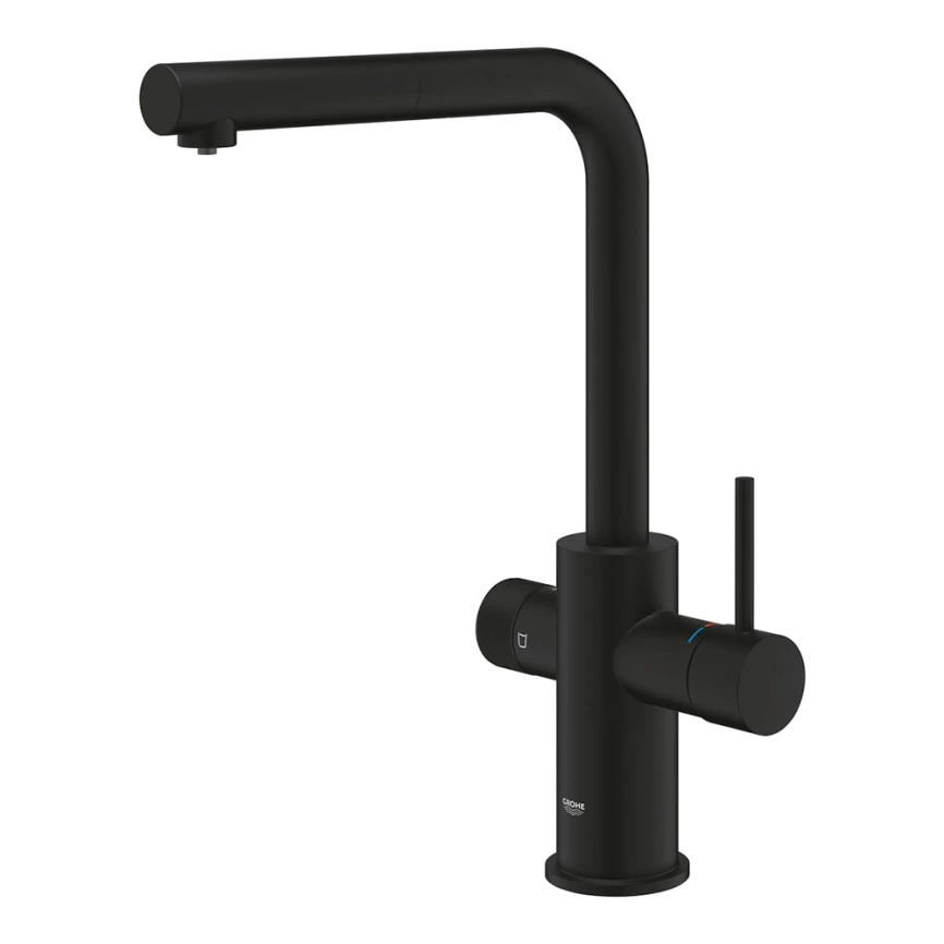 Смеситель для кухни Grohe Minta Blue Pure 30590KF0, черный с вытяжным изливом - фото 1