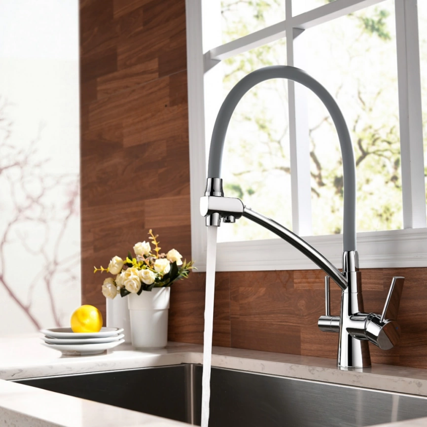 Смеситель для кухни Lemark Comfort LM3071C-Gray c подключением к фильтру питьевой водой - фото 1