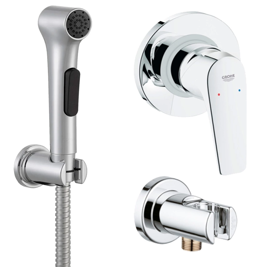 Комплект смесителя для гигиенического душа Grohe BauFlow с лейкой Jacob Delafon Elate E97258-CP