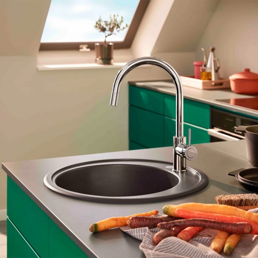 Смеситель для кухни Grohe BauClassic 30573000 с вытяжным изливом, хром - фото 4