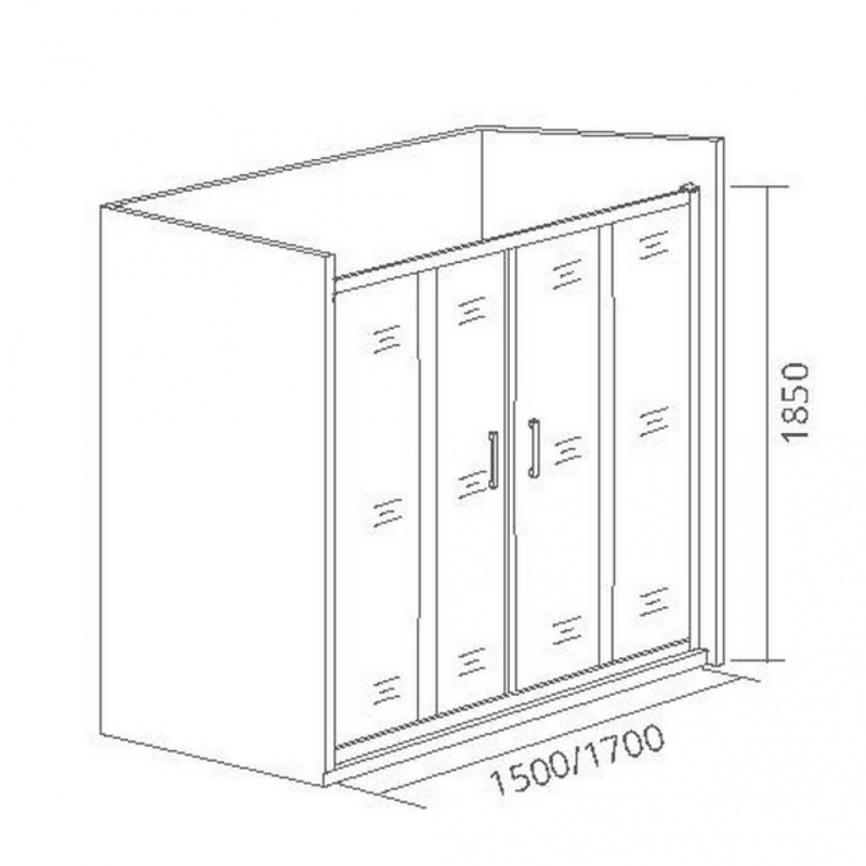 Душевая дверь в нишу Bas Latte WTW-TD-150-C-WE 150x185, белая раздвижная - схема