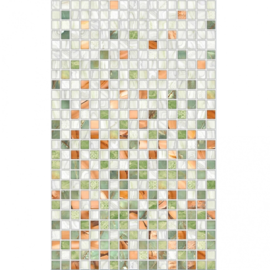 Керамическая плитка настенная 25x40 М-Квадрат Мозаика Нео зелёная средняя 122822