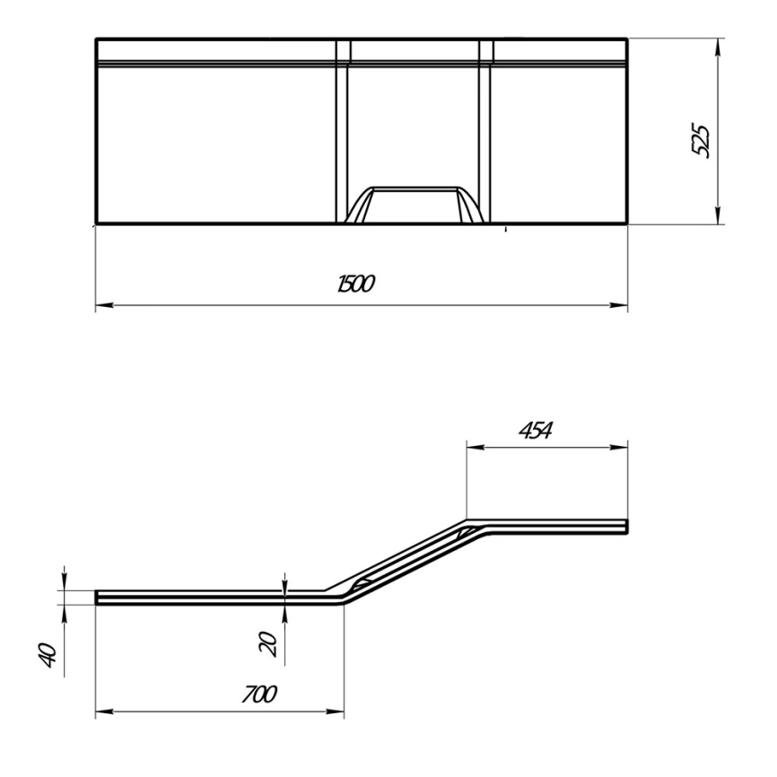 Экран под ванну фронтальный Marka One Convey 150 L, левый - схема