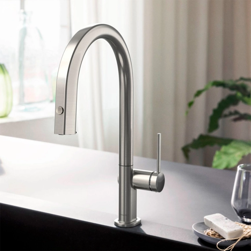 Смеситель для кухни Hansgrohe Aqittura M91 76826800 с вытяжным душем сталь - фото 2