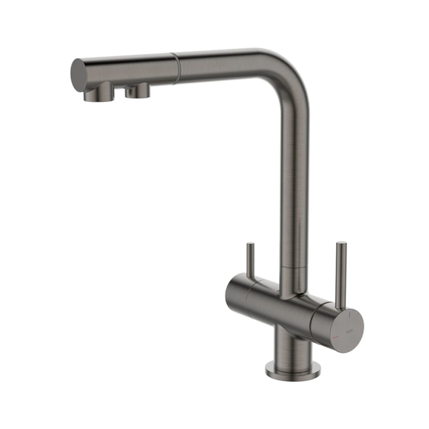 Смеситель для кухни Iddis Umbra UMBGMPFi05 с выдвижным изливом и подключением к фильтру графит