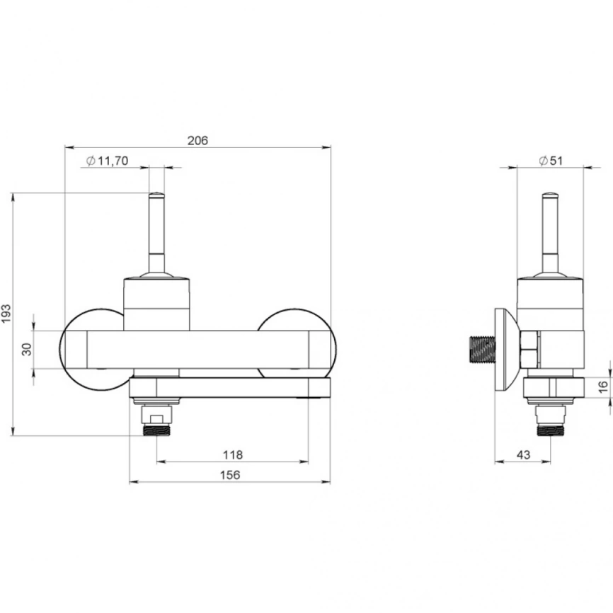 Смеситель для ванны Damixa Arc 291000000, с поворотным изливом - схема