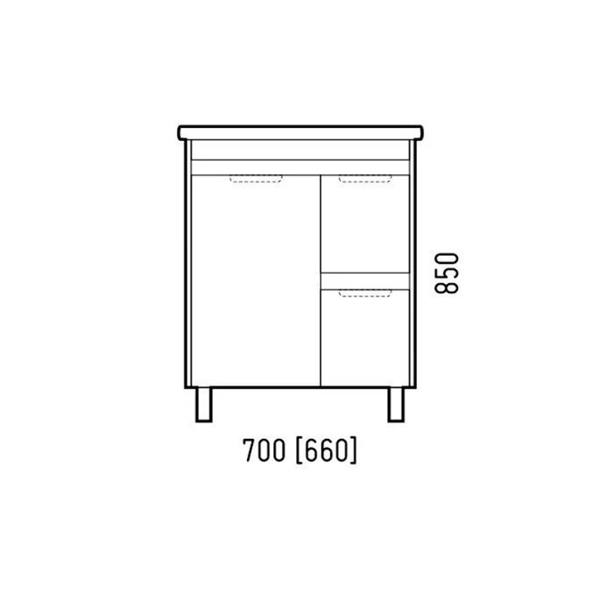 Тумба с раковиной напольная Cetus Остин 70 Z2 пайн, с двумя выдвижными ящиками - схема
