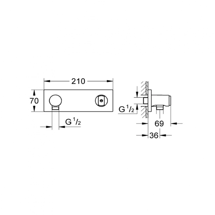 Шланговое подключение Grohe Grohtherm F 27621000 с держателем - схема