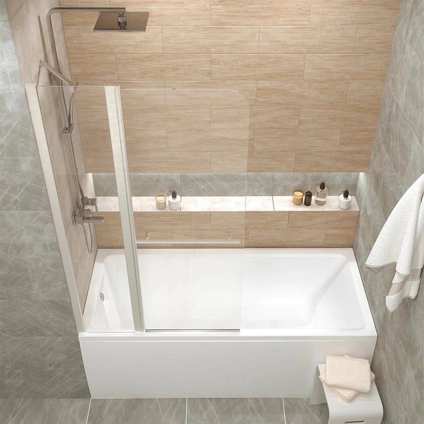 Штора на ванну из стекла 1Marka P-05 85x150 прозрачная - фото 4